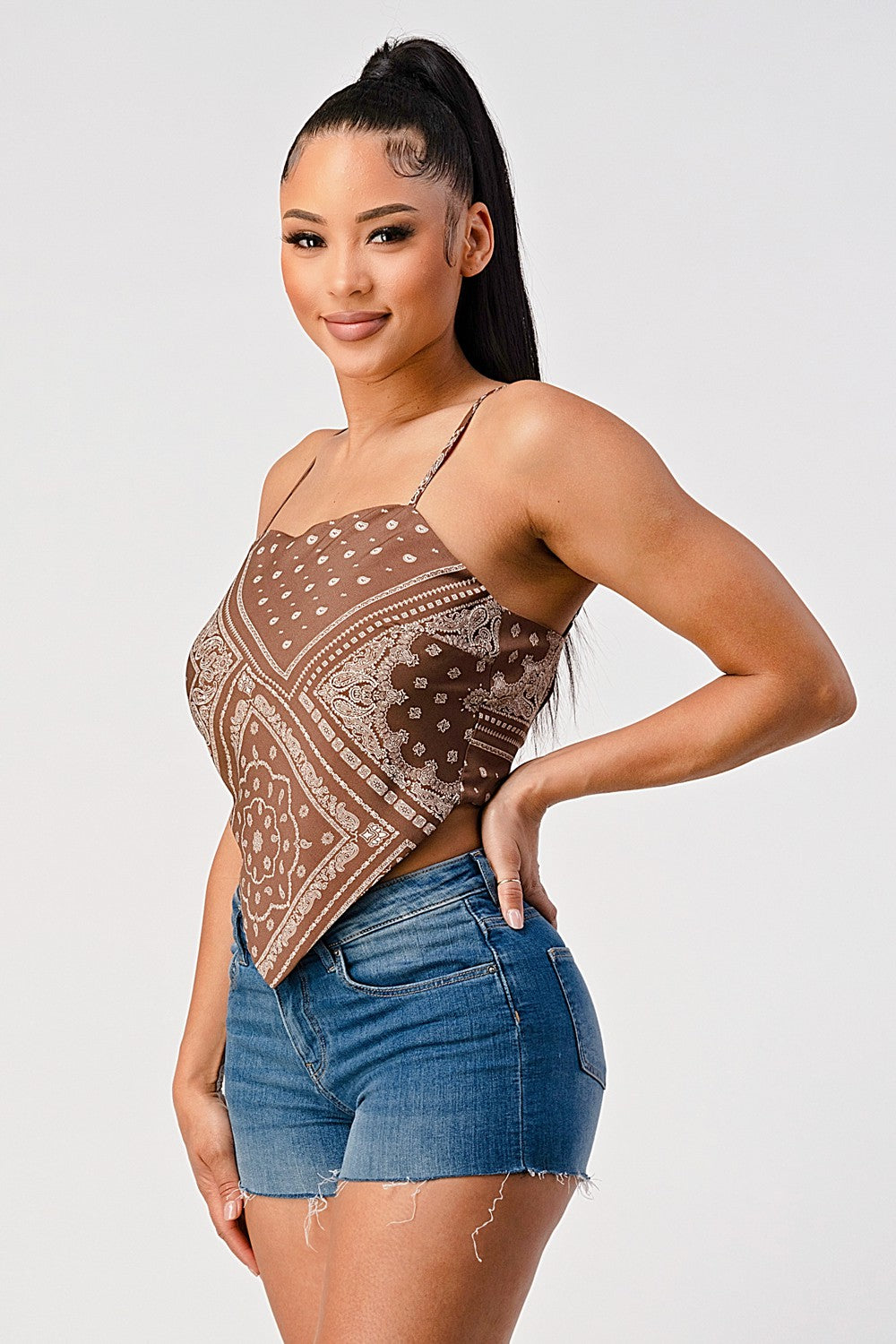 #T3459-5 Bandana Back Tie Top