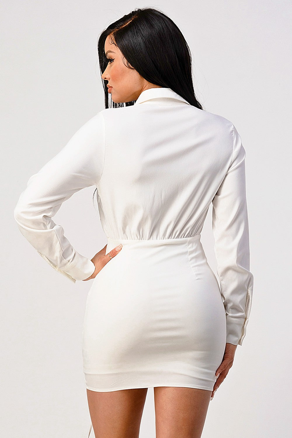 #D5389 Stretchy Sexy Shirt Dress