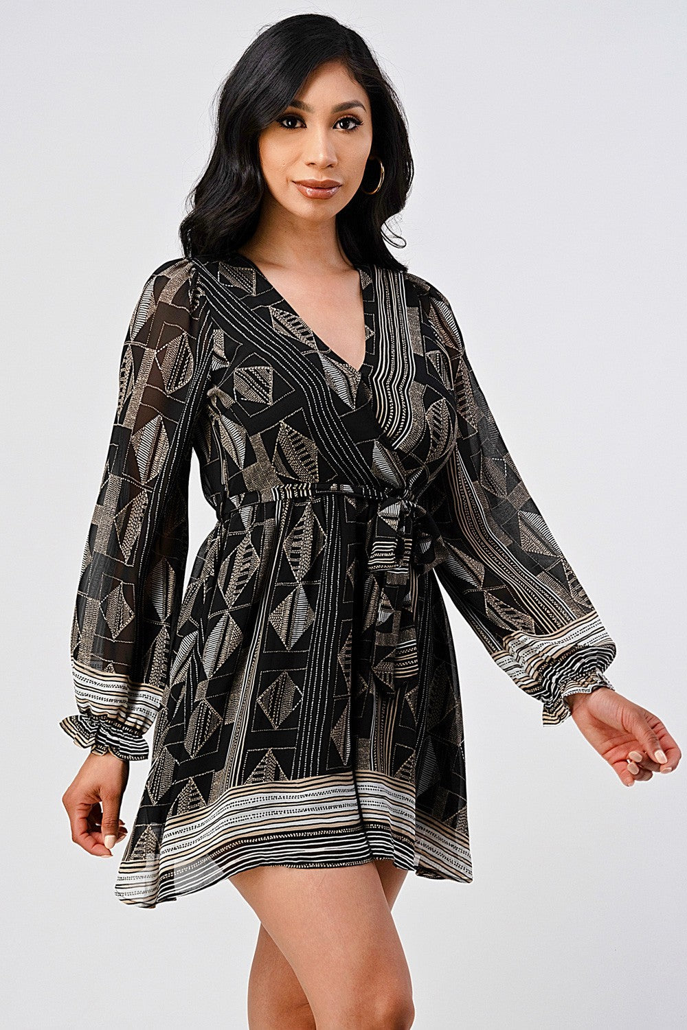 #D5057 Geometric Print Mini Dress
