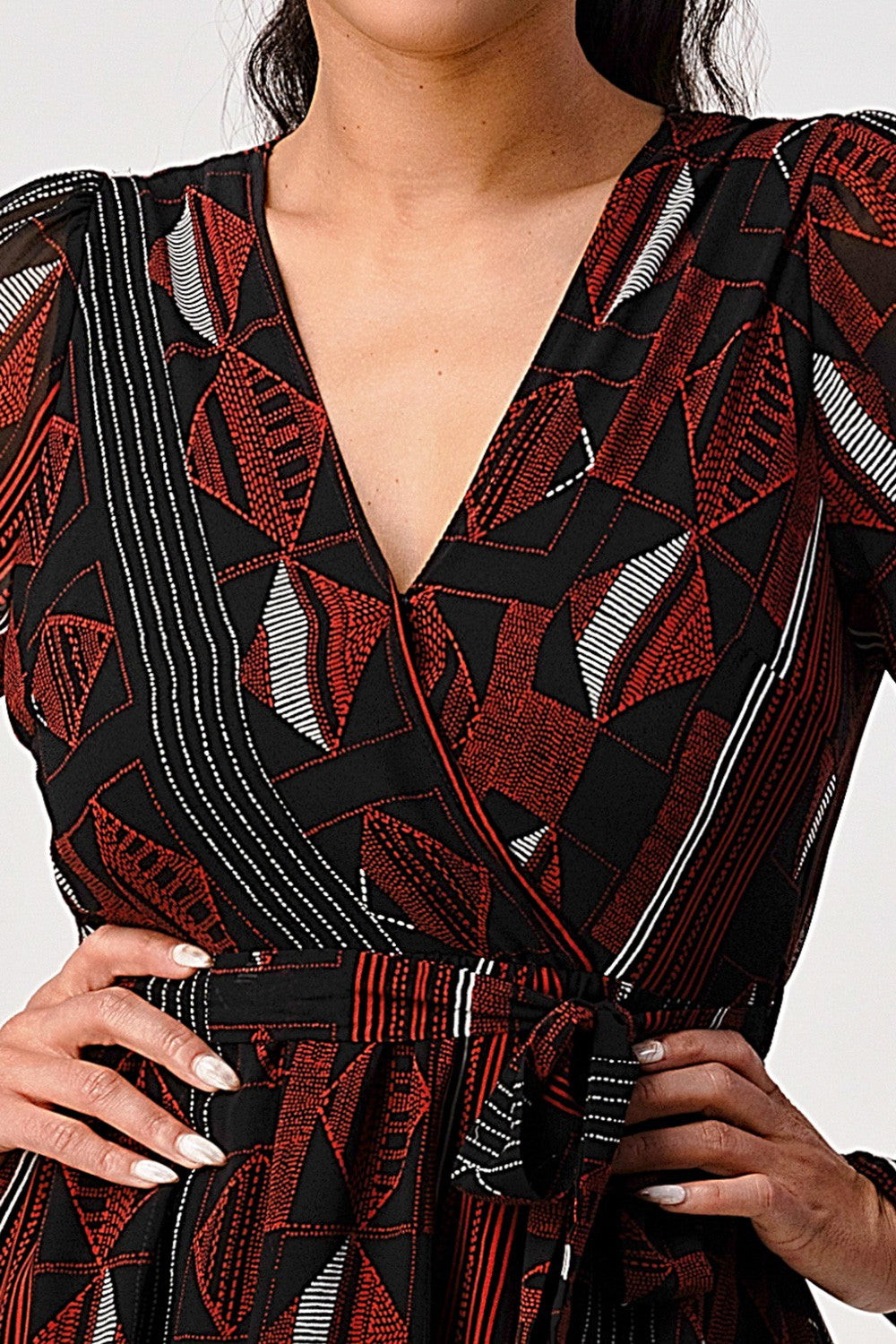 #D5057 Geometric Print Mini Dress