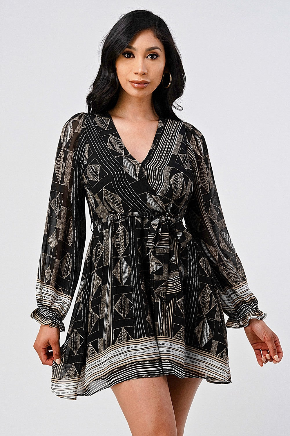 #D5057 Geometric Print Mini Dress