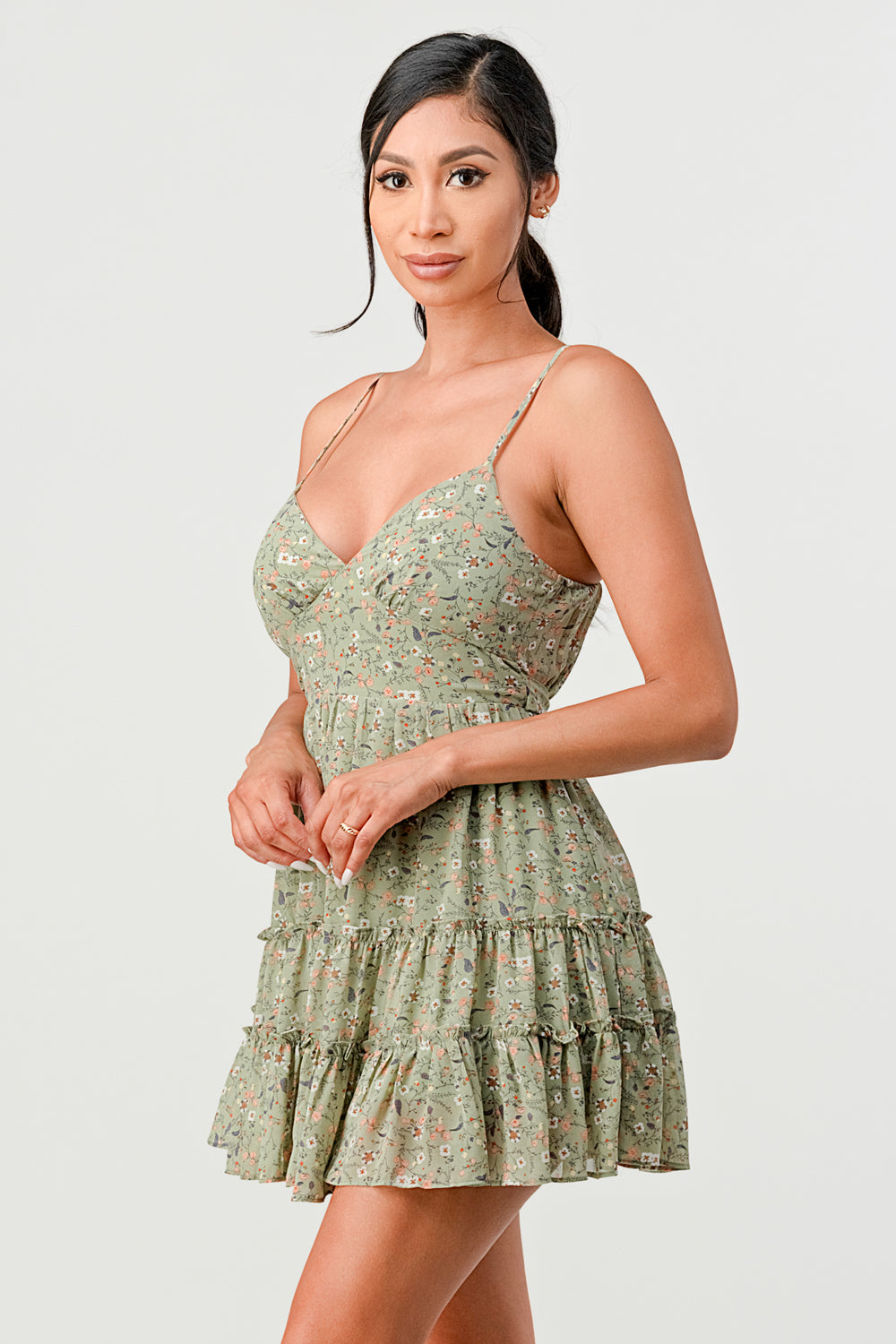 #D5121-2 Flare Flower Printed Sundress