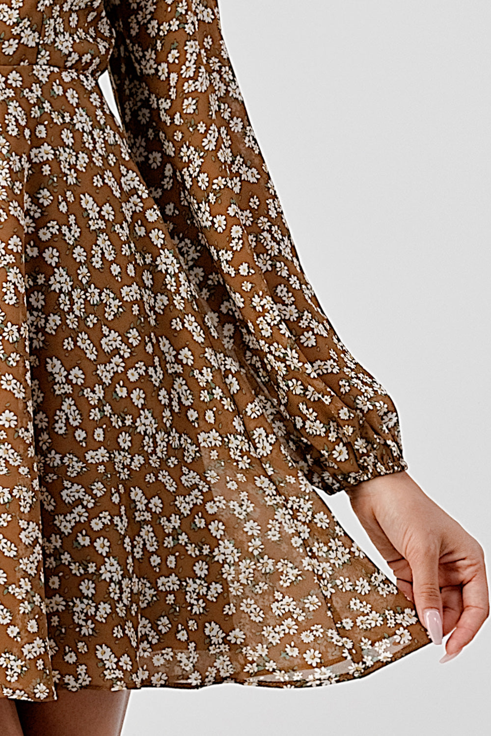 #D6017 Squared Neck Puffsleeve Dress