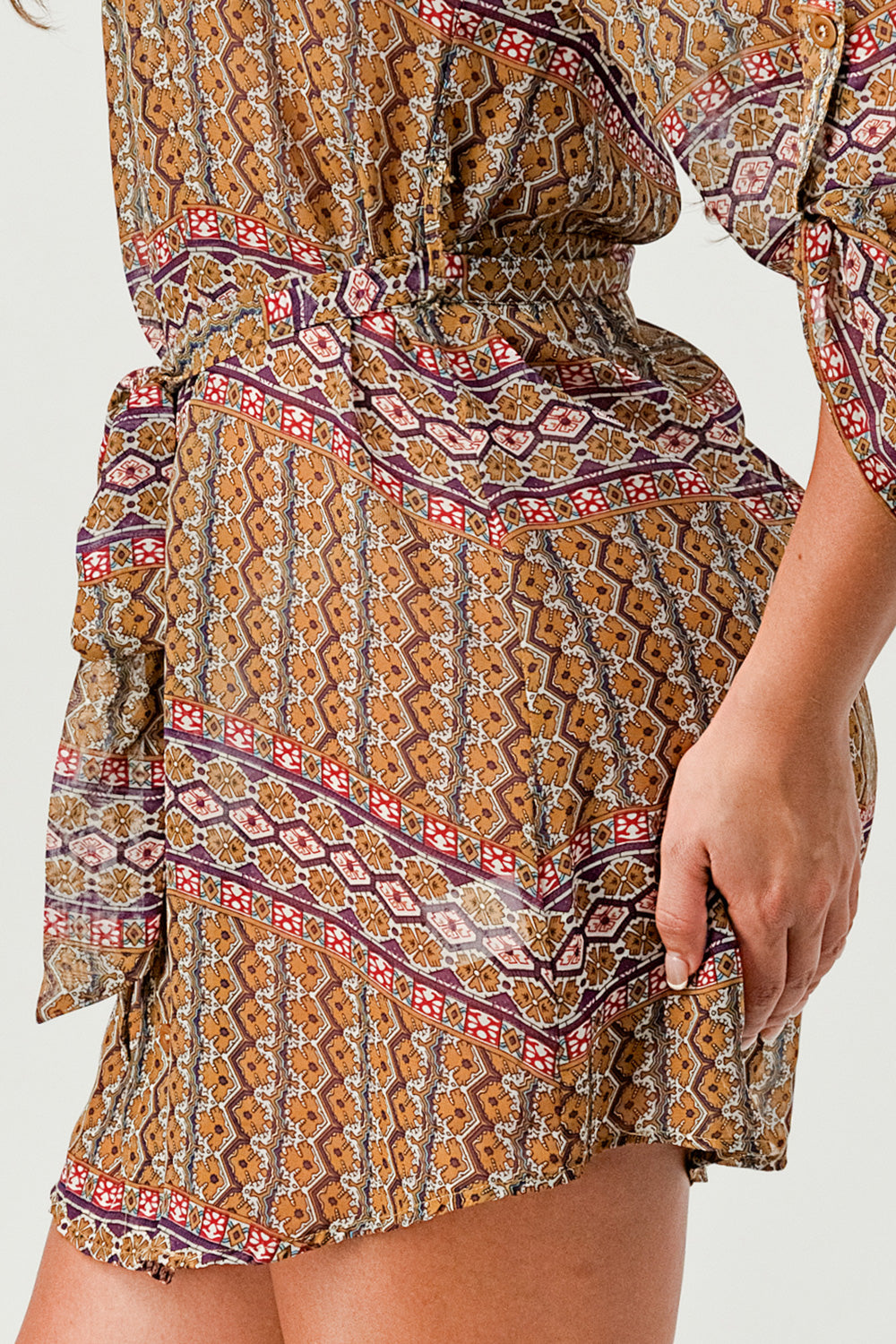 #D6057-1 Buttoned Shirt dress with belt tie