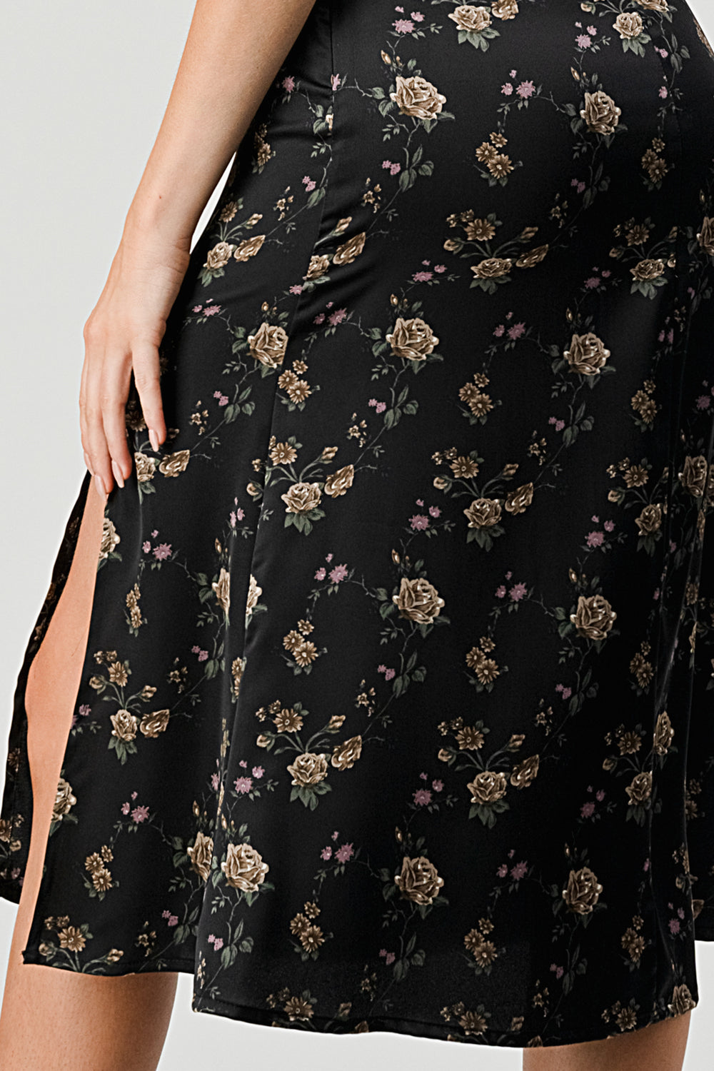 #D6257-1 Printed Satin Slip Cami Midi Dress
