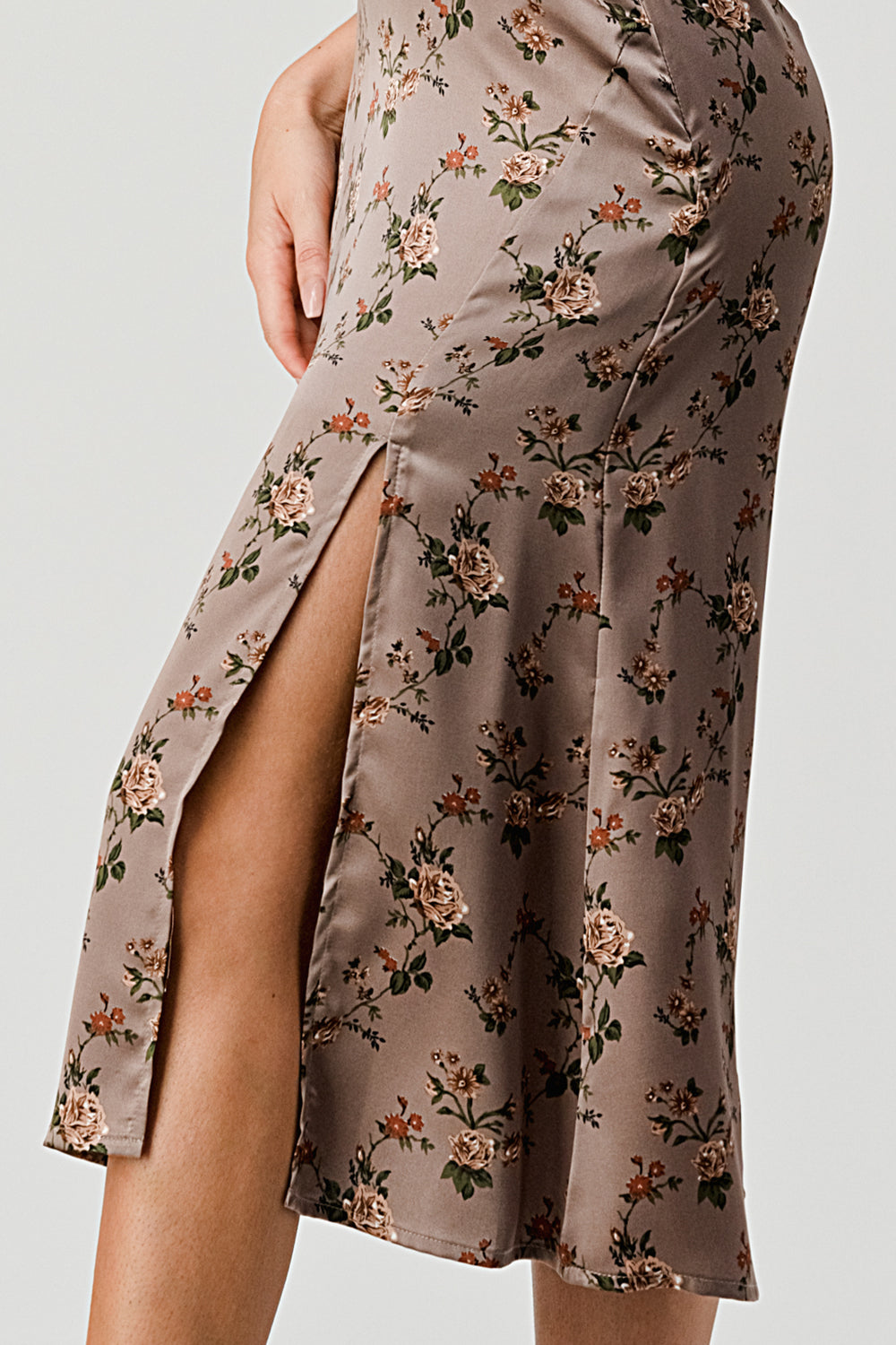 #D6257-1 Printed Satin Slip Cami Midi Dress