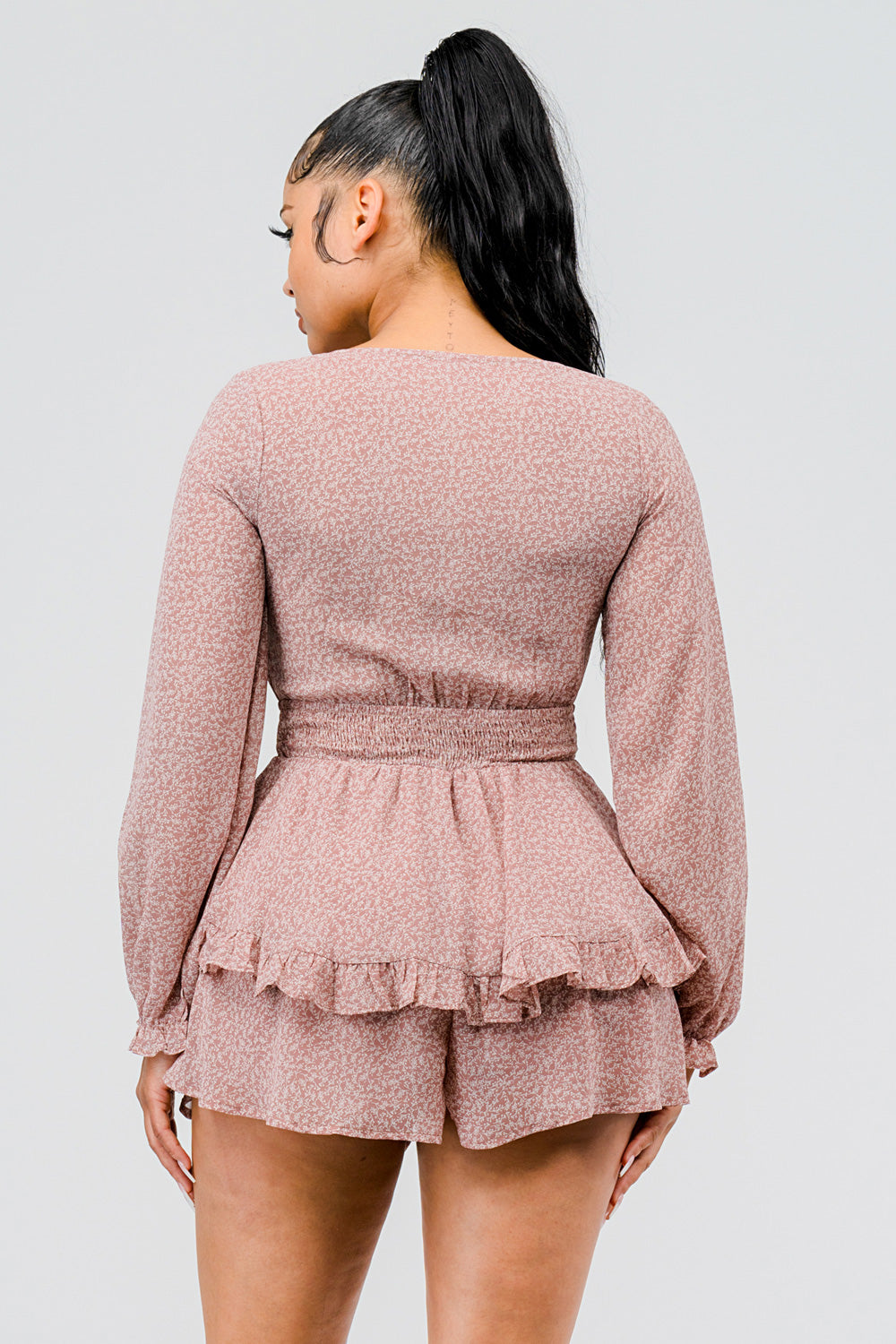 #P1771-2 Smocked Waist Double Layer Romper