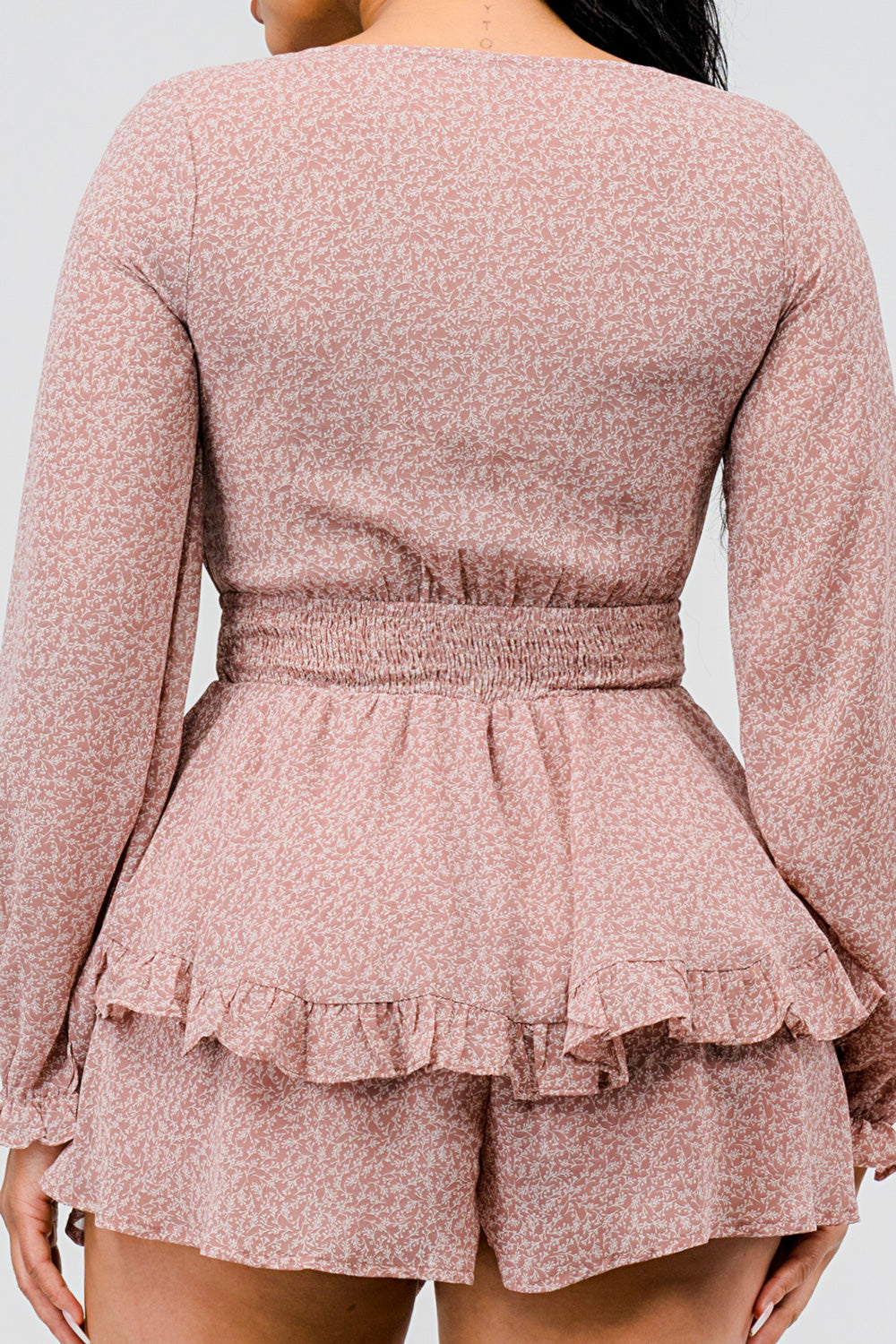 #P1771-2 Smocked Waist Double Layer Romper