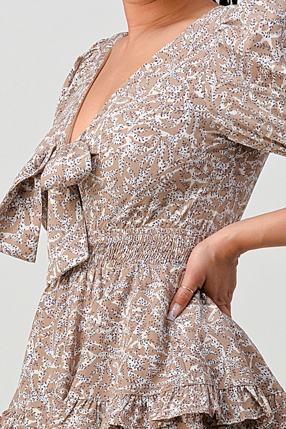 #P1850-2 Smocked Waist Double Layer Romper