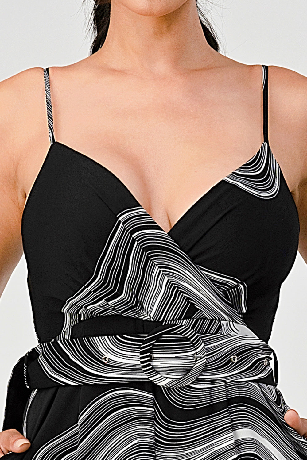 #P2279 Belted Geo Jumpsuit