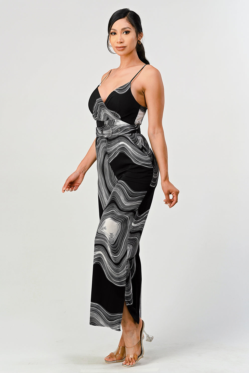 #P2279 Belted Geo Jumpsuit