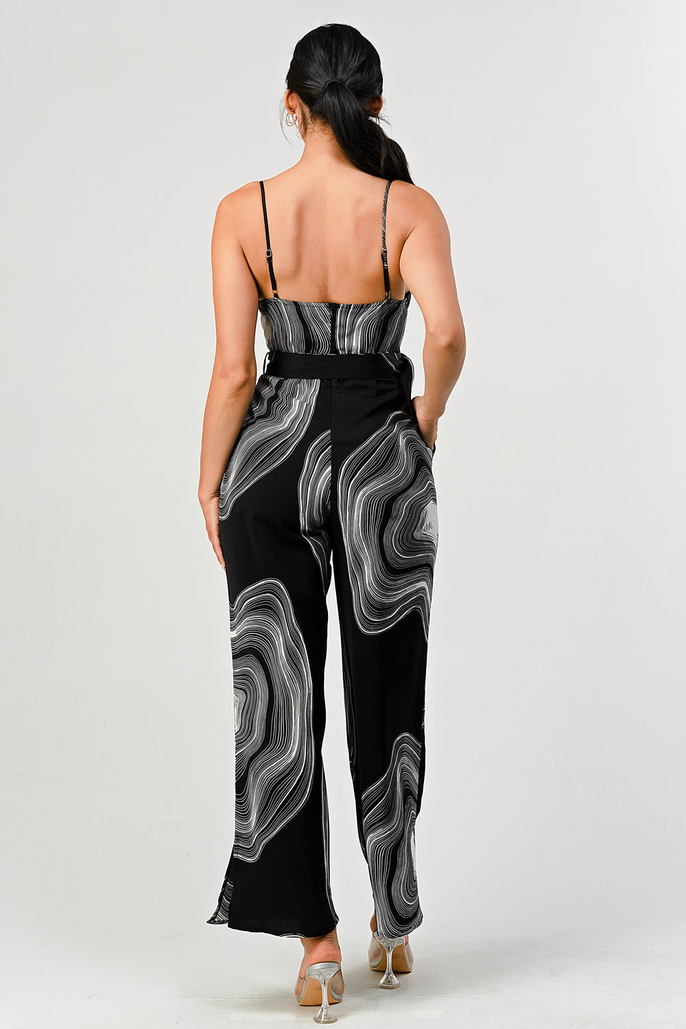 #P2279 Belted Geo Jumpsuit