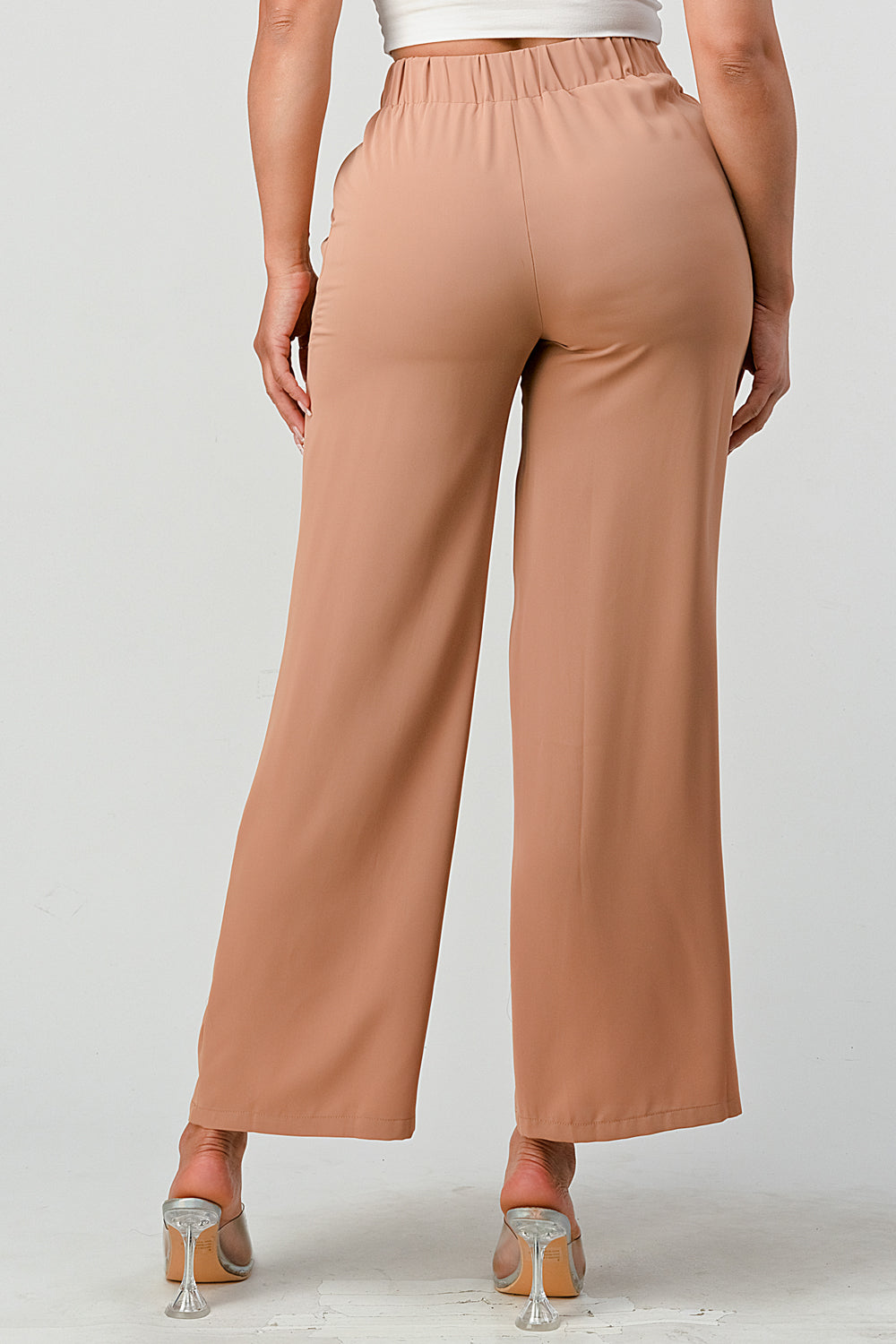 #P2306 Pleated Detail Tie Front Pants