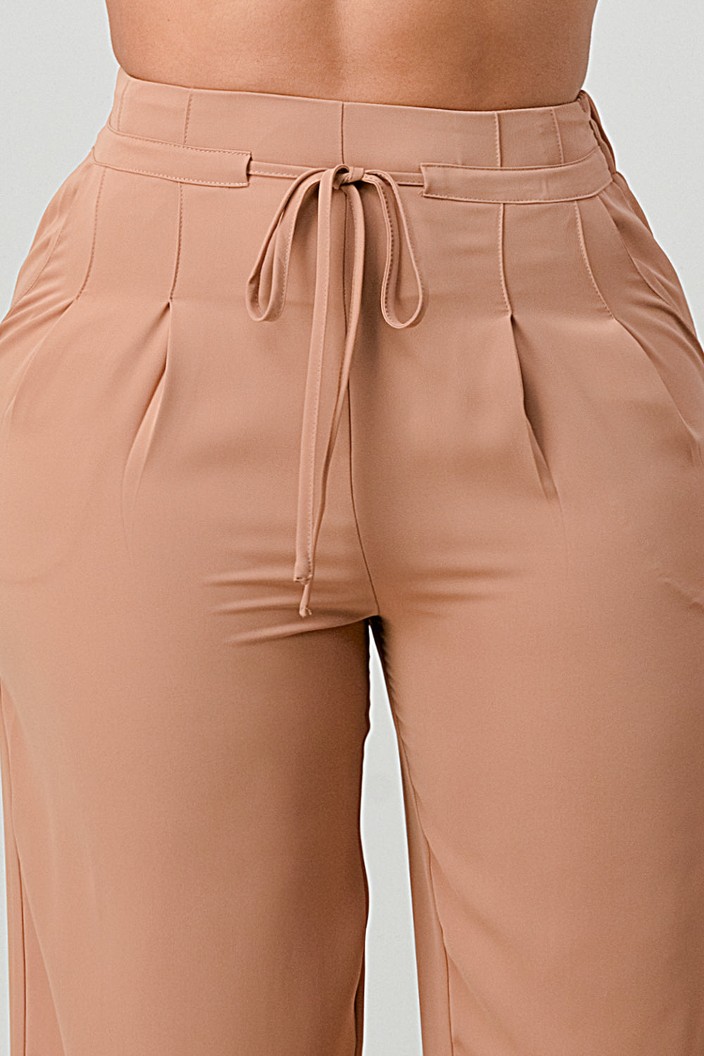 #P2306 Pleated Detail Tie Front Pants