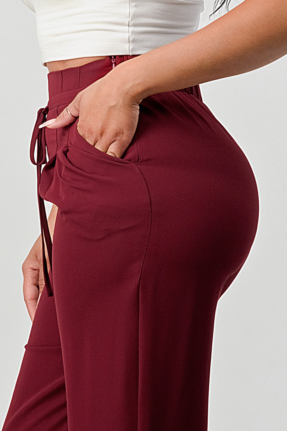 #P2306 Pleated Detail Tie Front Pants