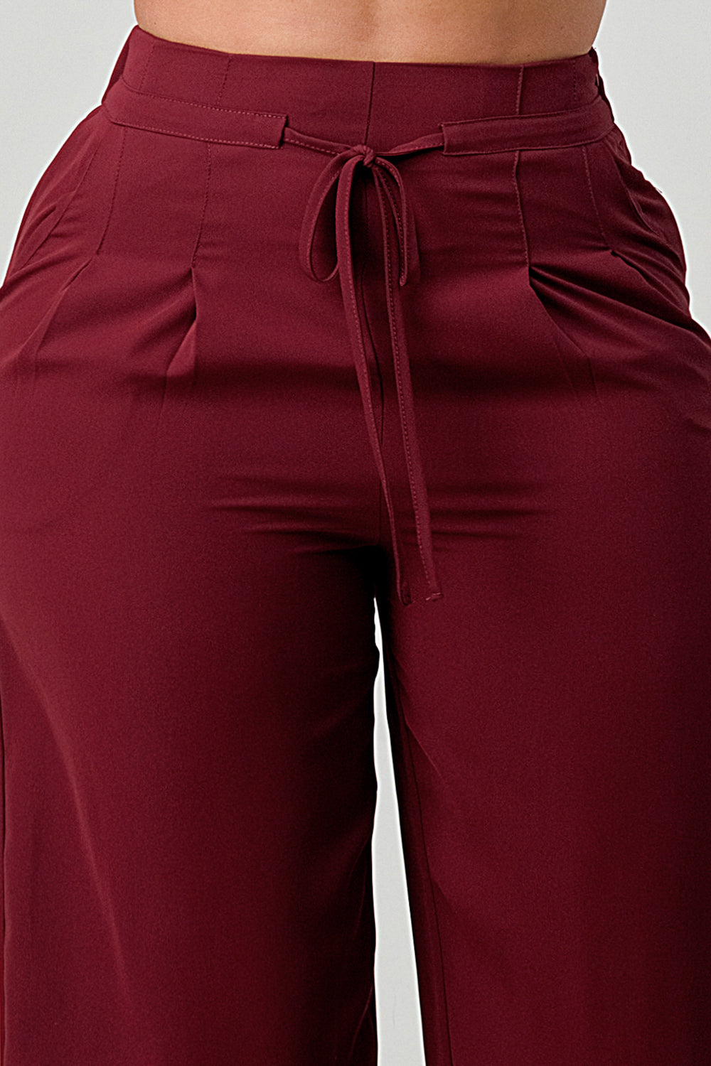 #P2306 Pleated Detail Tie Front Pants