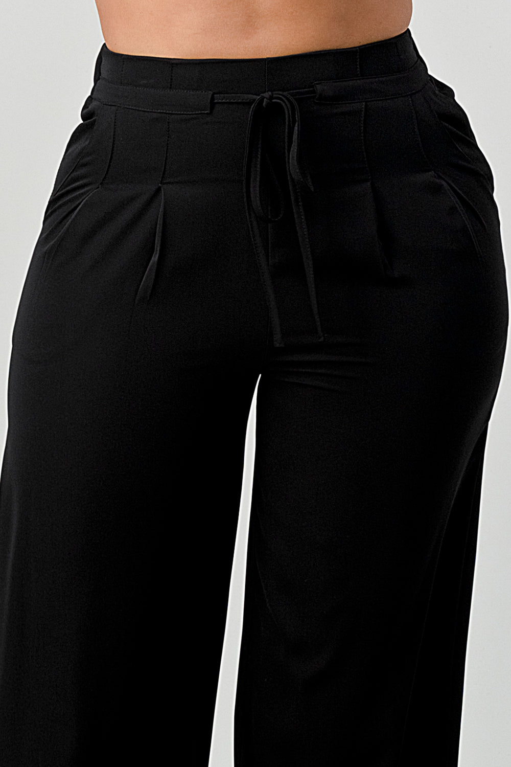 #P2306 Pleated Detail Tie Front Pants