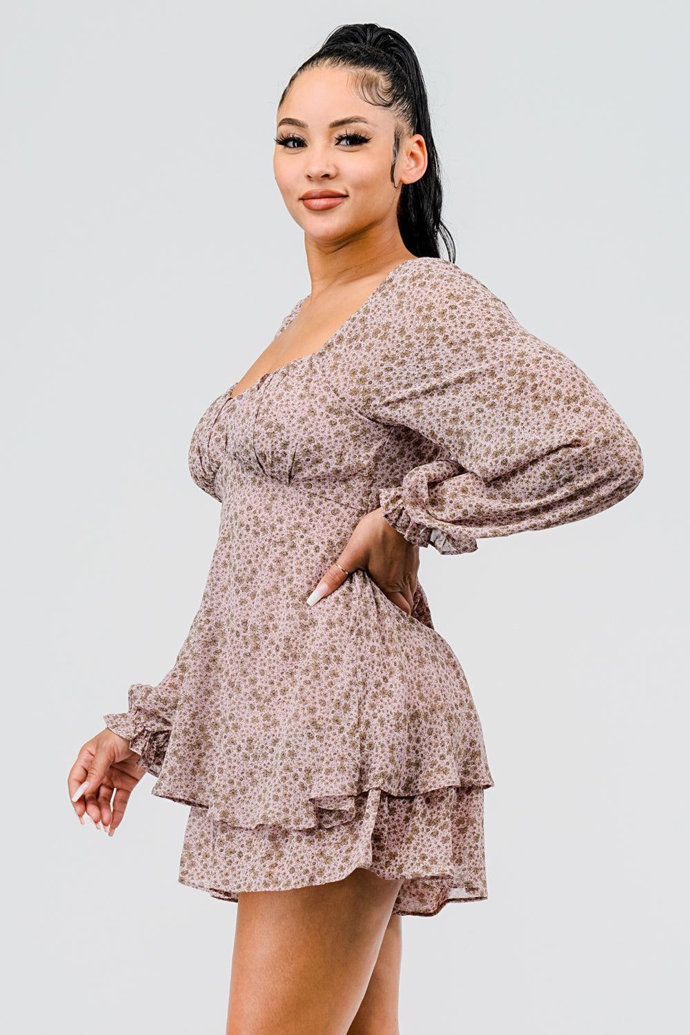 #P2307 Self Tie Chiffon Romper