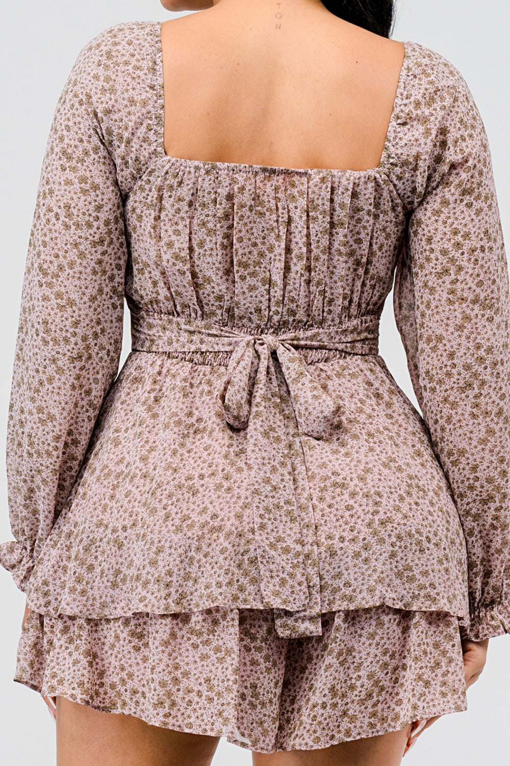 #P2307 Self Tie Chiffon Romper