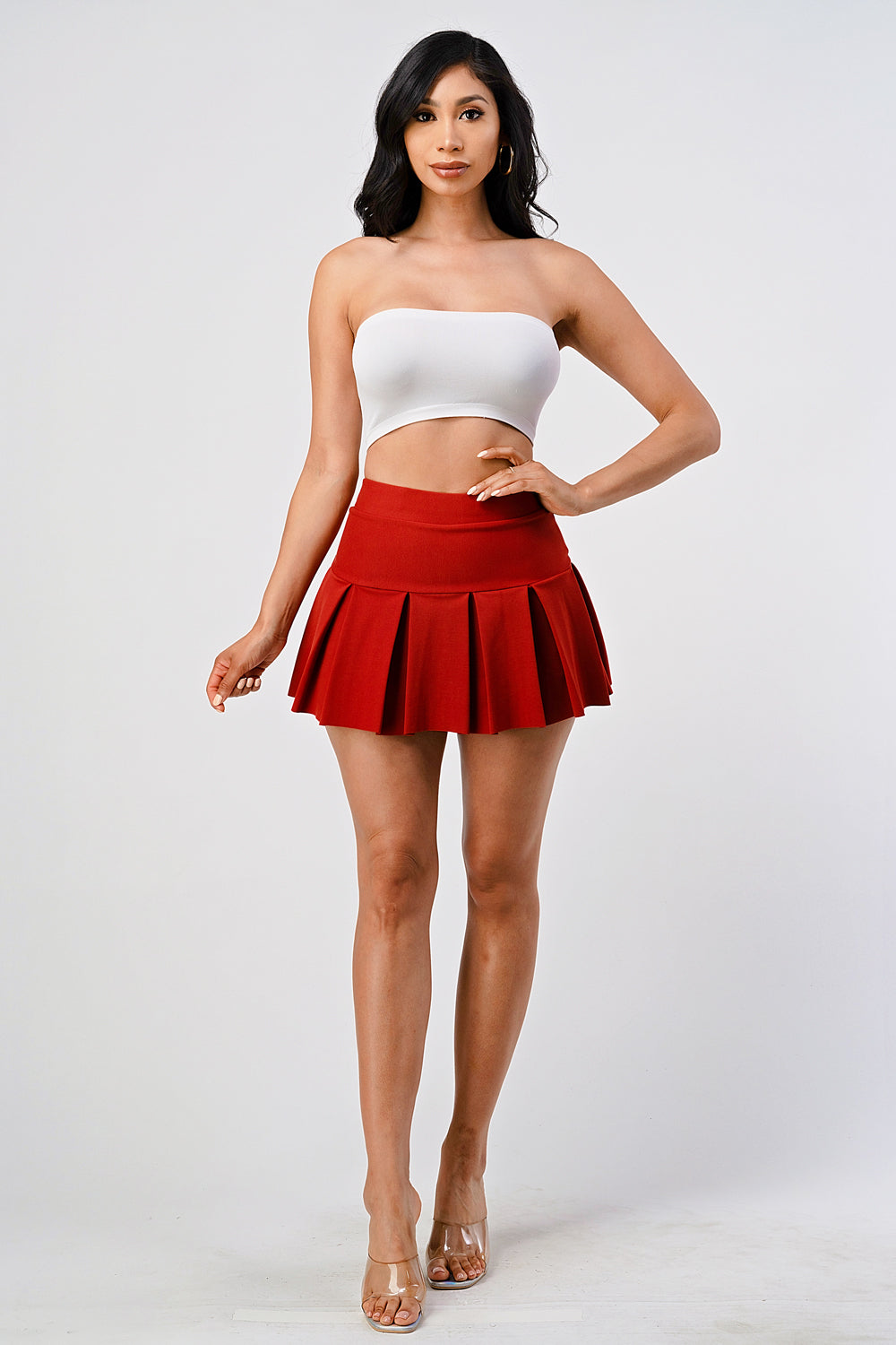 #S1835 Basic Pleated Mini Skirt