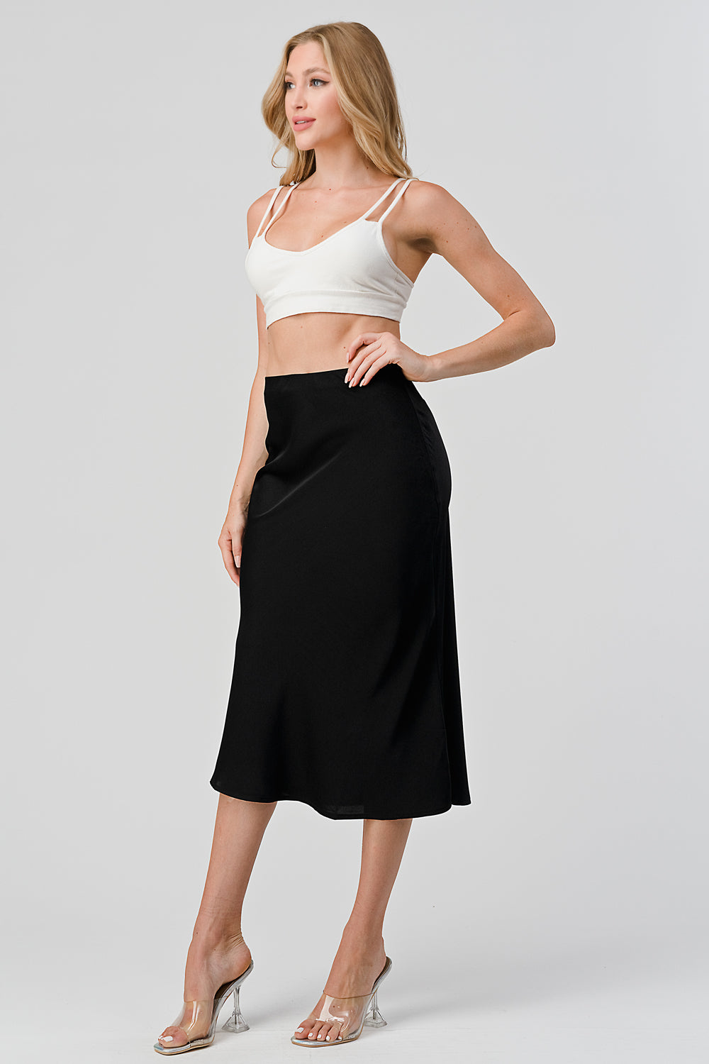 #S2110 Midi Slip Skirt Satin