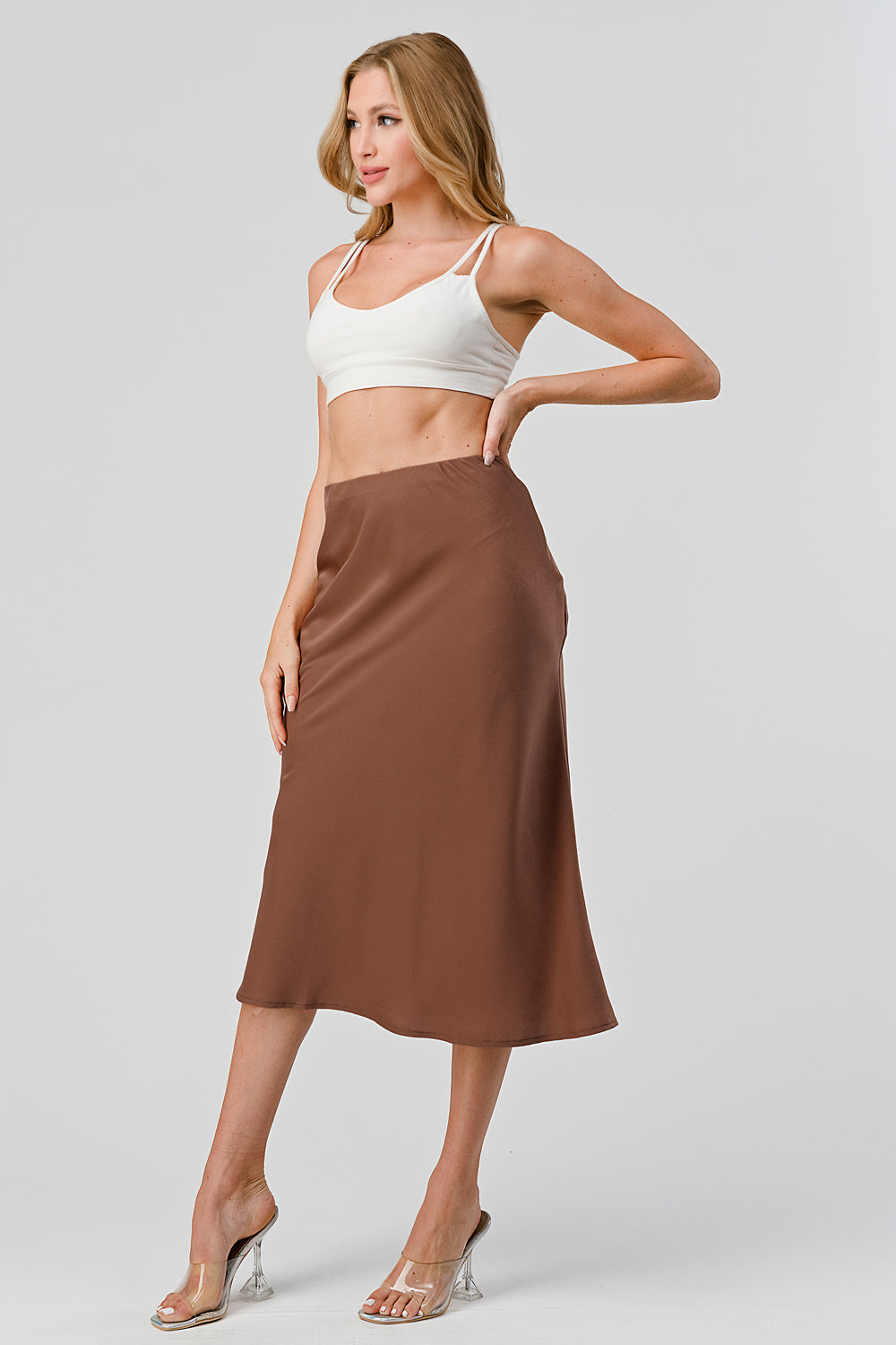 #S2110 Midi Slip Skirt Satin