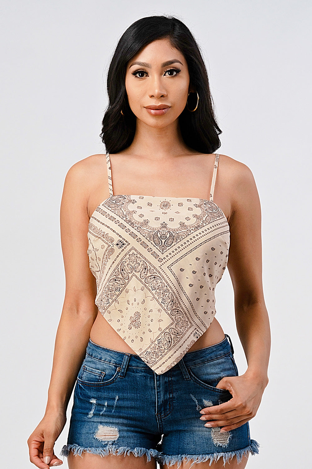 #T3459-5 Bandana Back Tie Top