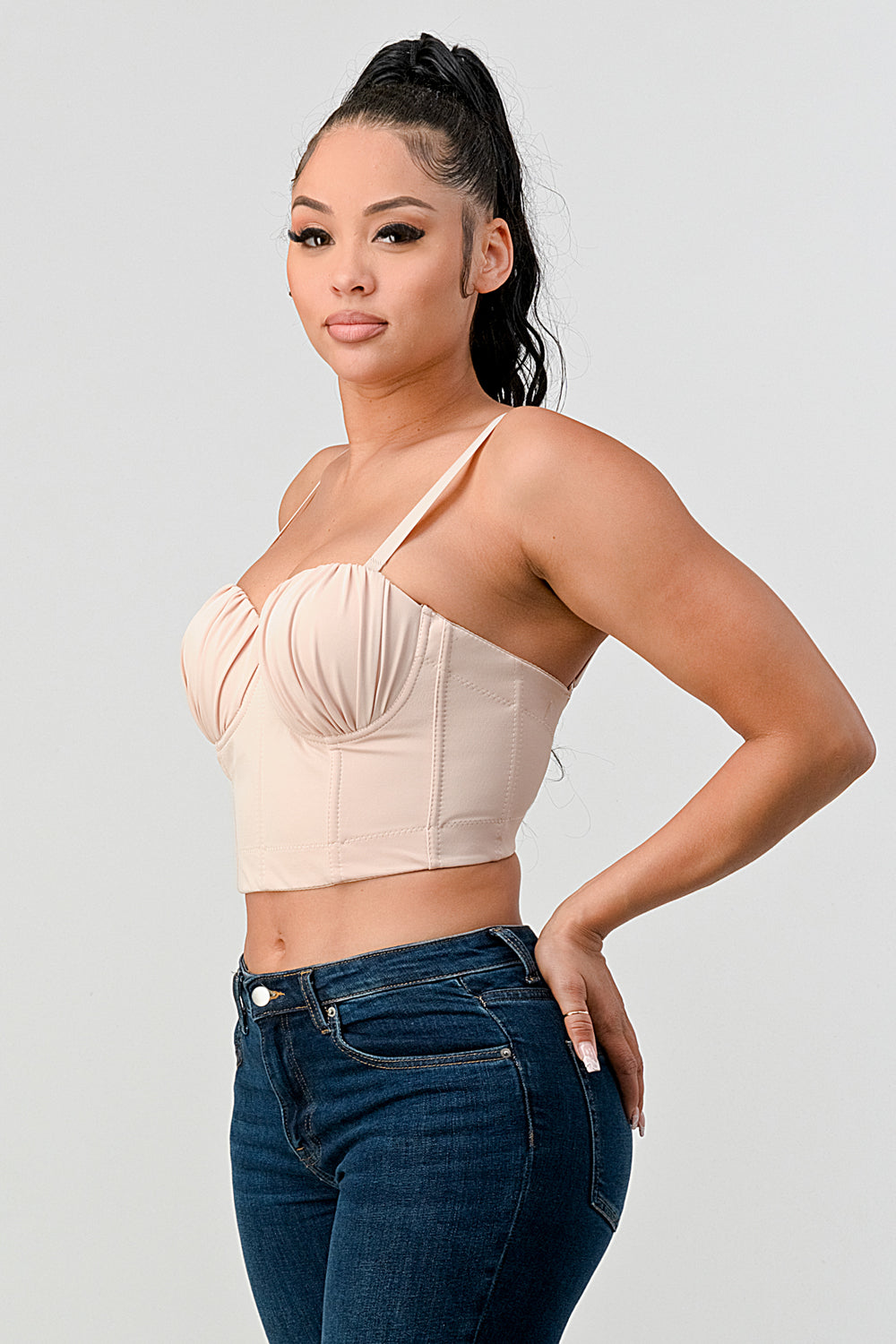#T4096 Basic Pleated Bra Top