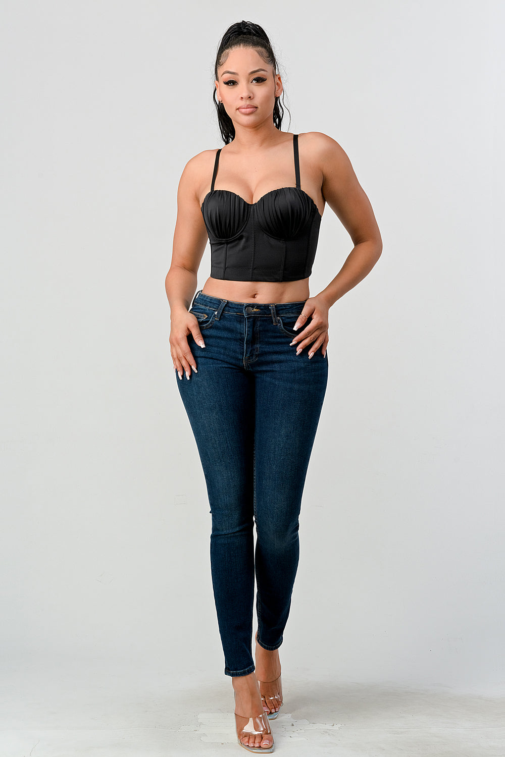 #T4096 Basic Pleated Bra Top