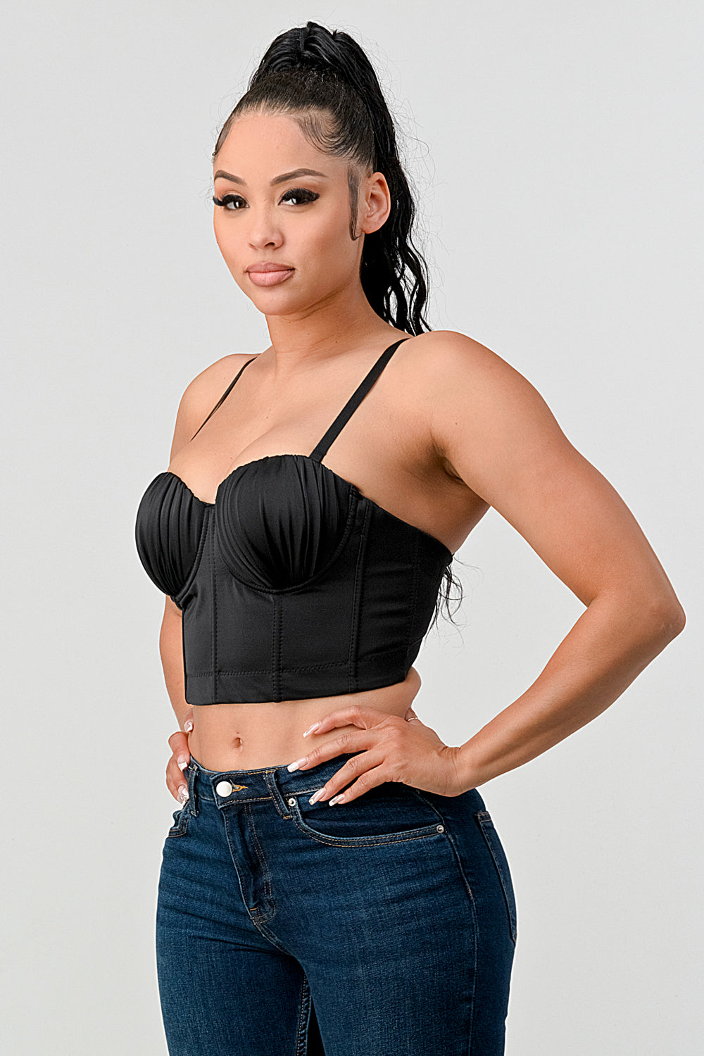 #T4096 Basic Pleated Bra Top