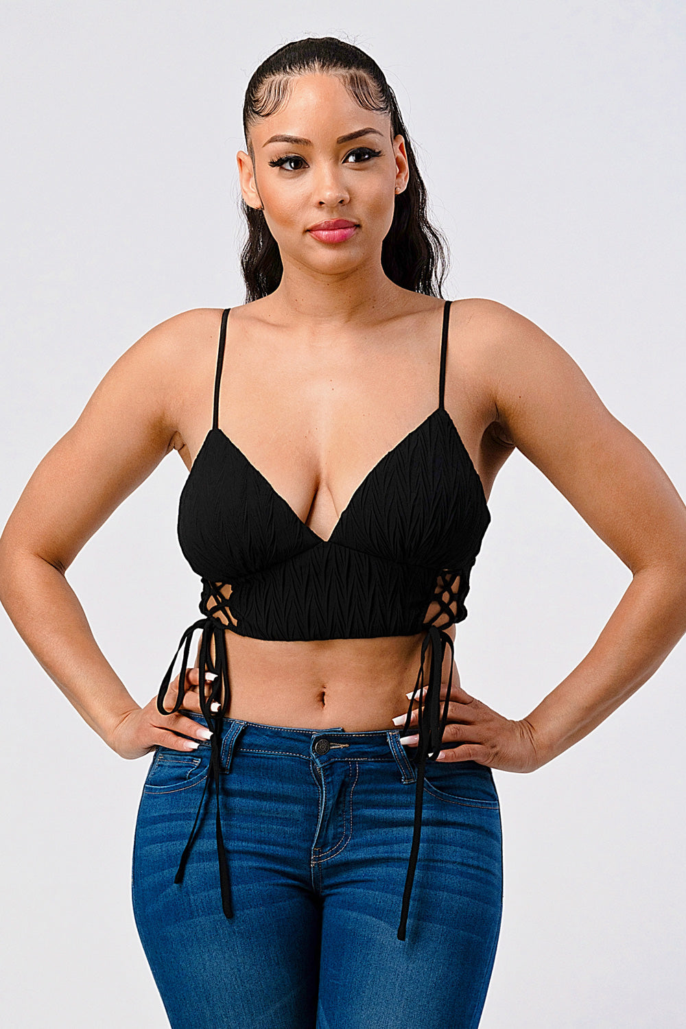 #T4266 Side Strappy Top