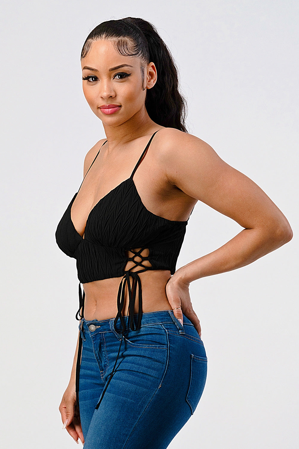 #T4266 Side Strappy Top