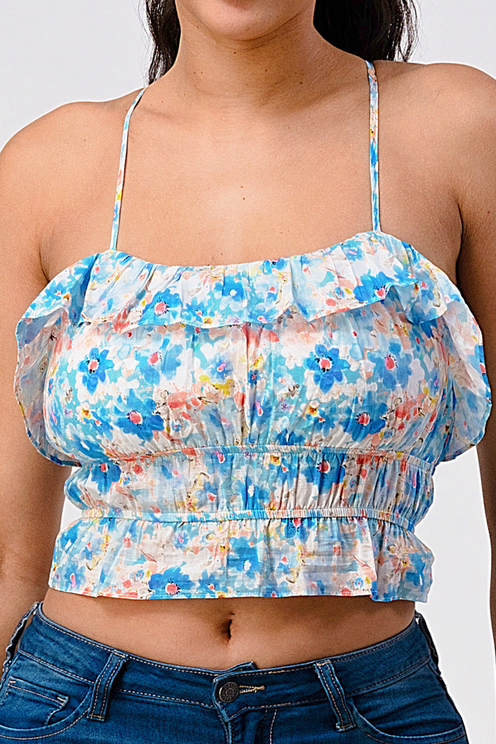 #T4267 Floral Backless Top