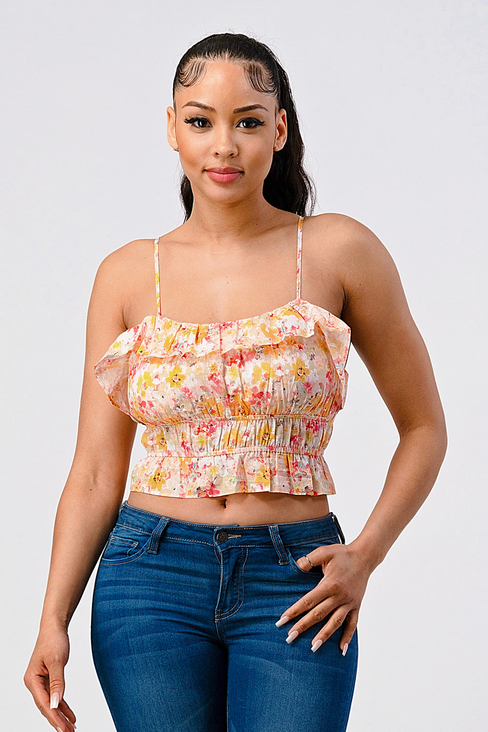 #T4267 Floral Backless Top