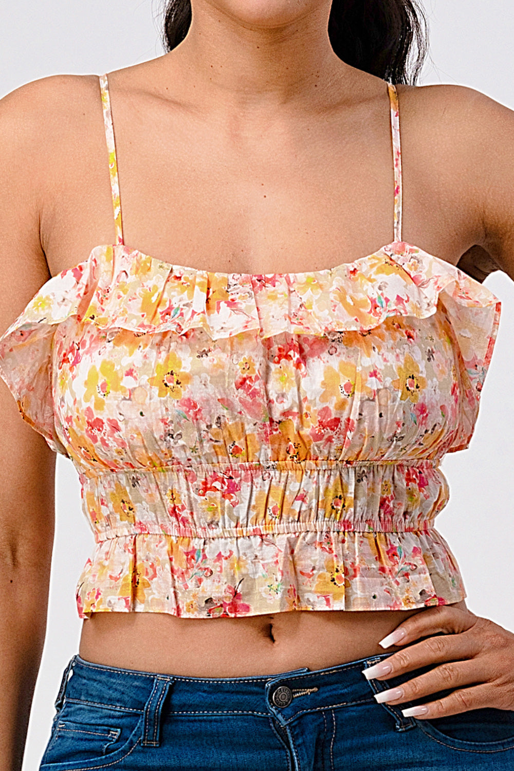#T4267 Floral Backless Top