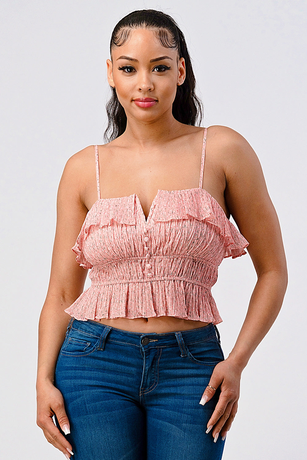 #T4283 Crop Top with Ruffles