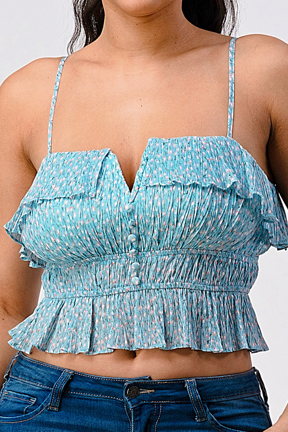 #T4283 Crop Top with Ruffles