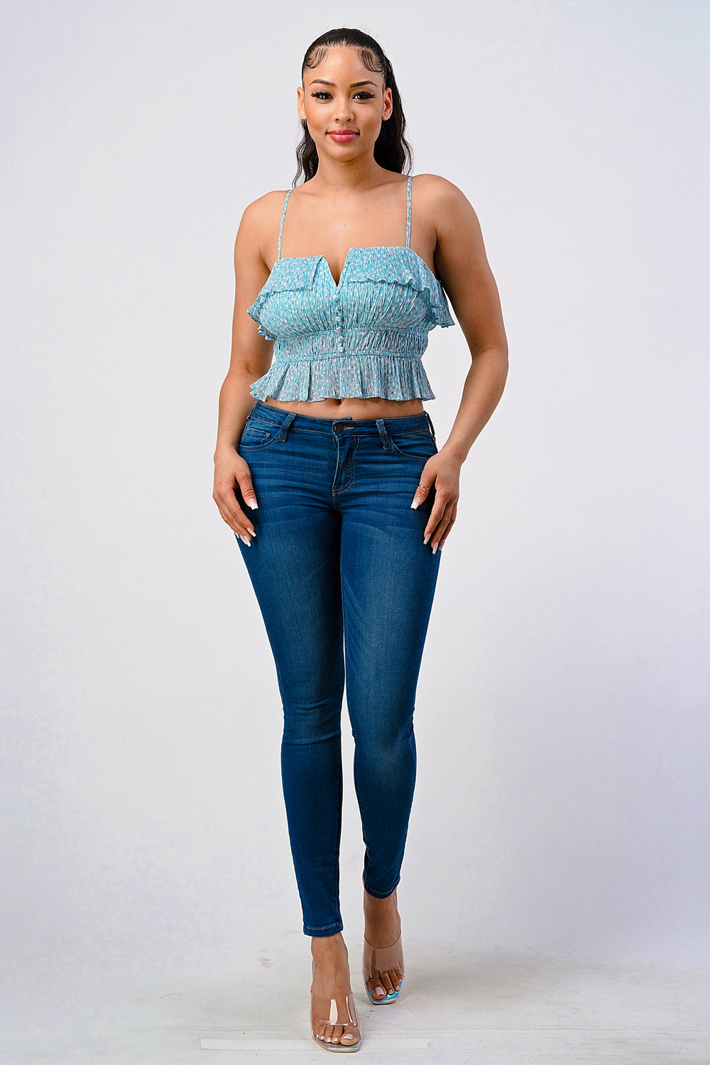 #T4283 Crop Top with Ruffles