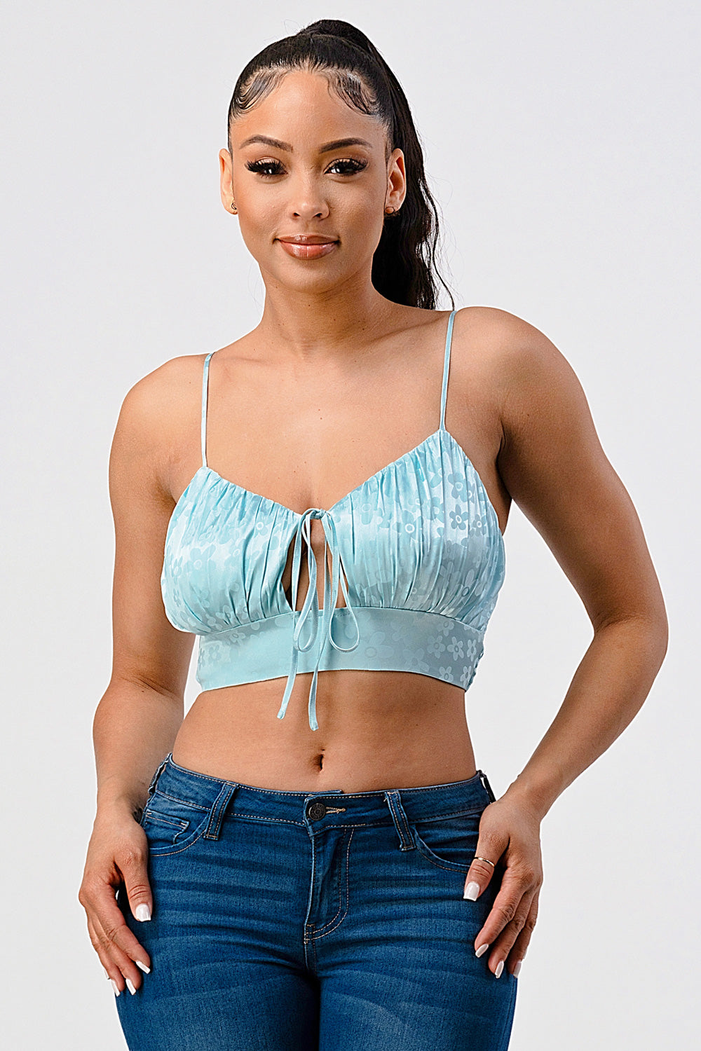 #T4290 Floral Satin Cami Top