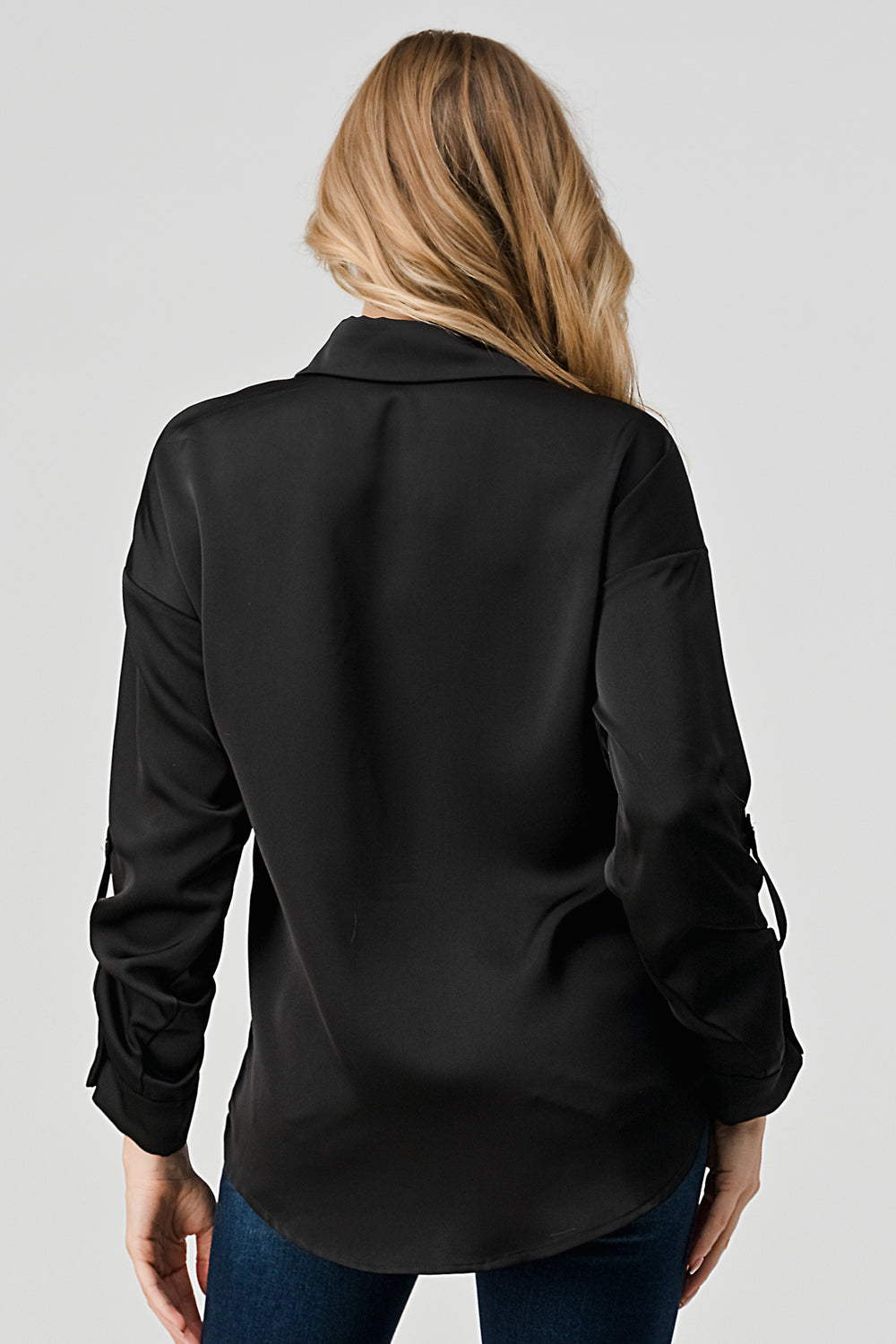 #T4524 Satin Shirt with pockets