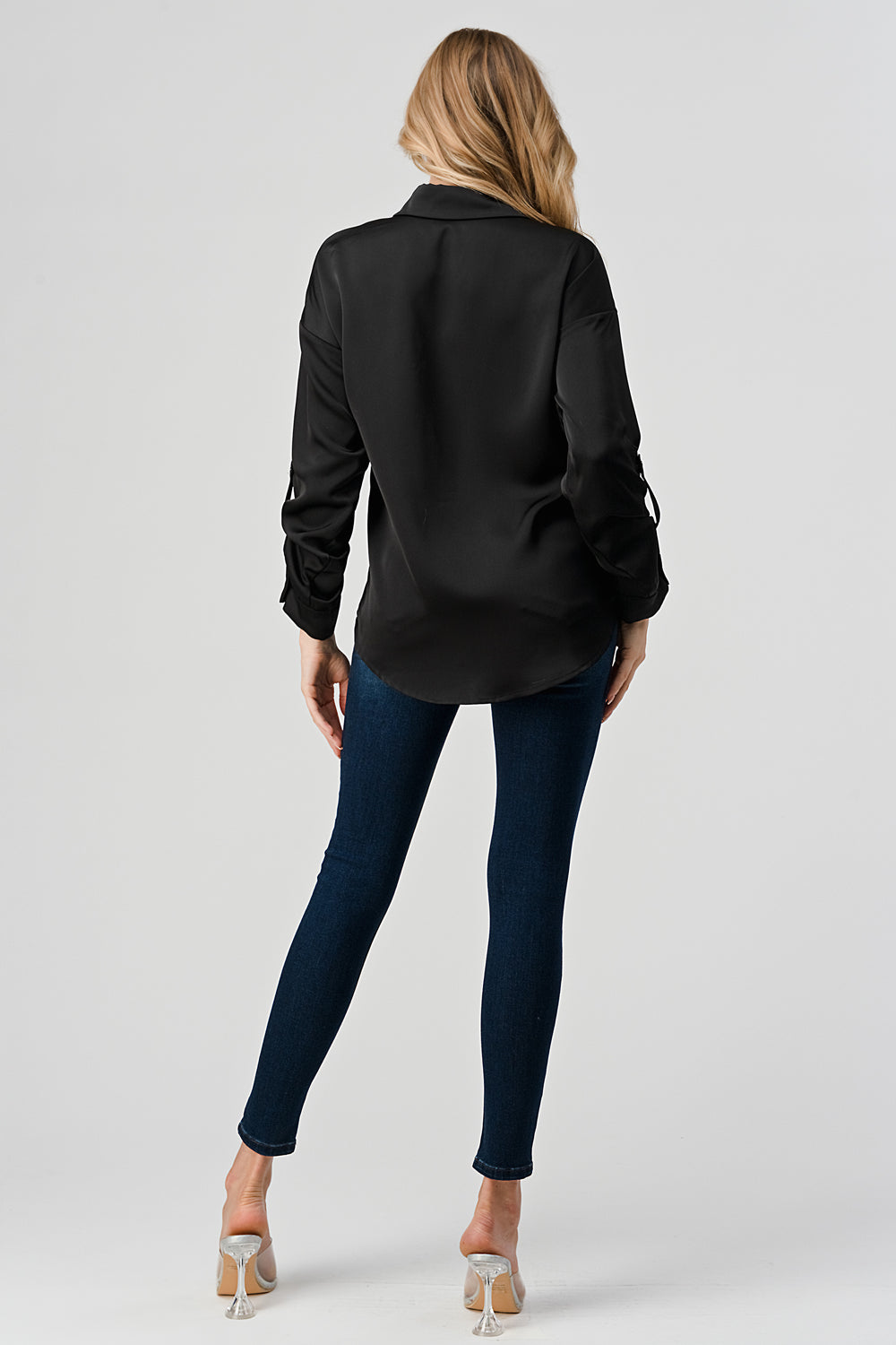 #T4524 Satin Shirt with pockets