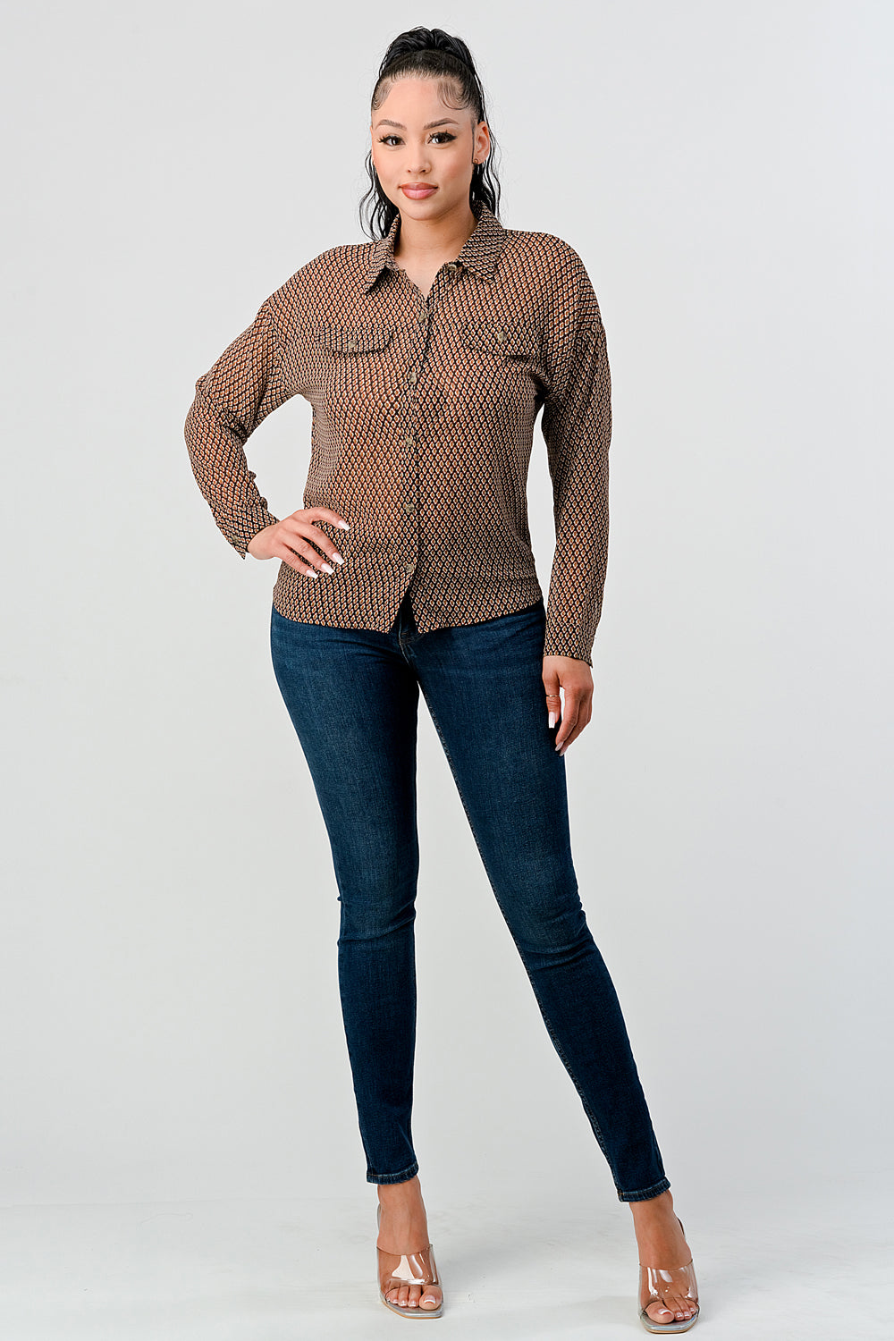 #T4525-1 Printed Buttoned Shirt