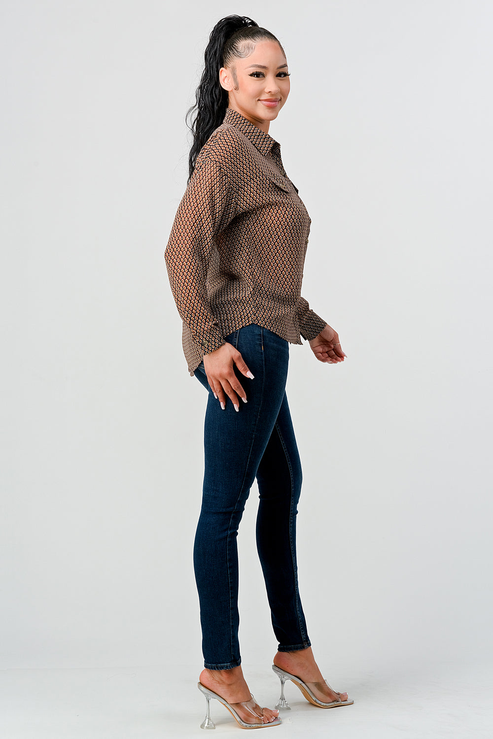 #T4525-1 Printed Buttoned Shirt