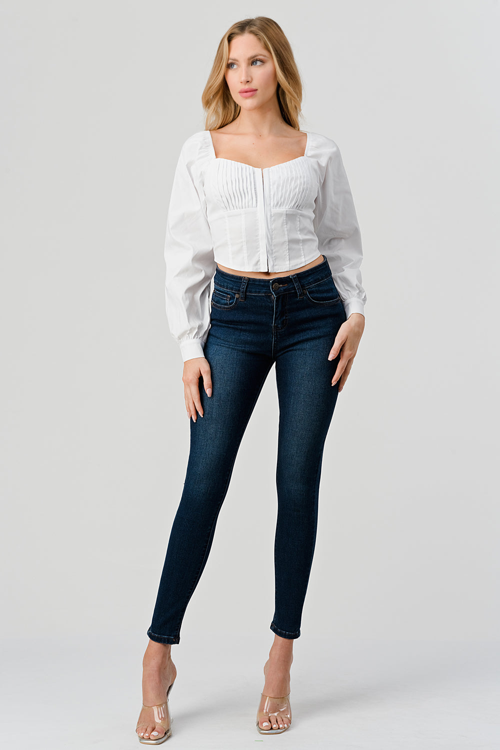 #T4592 Pleat Detailed Strech Blouse