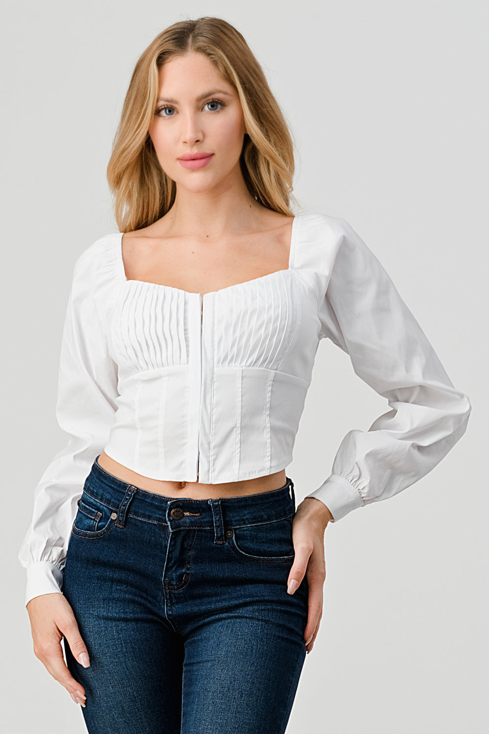 #T4592 Pleat Detailed Strech Blouse