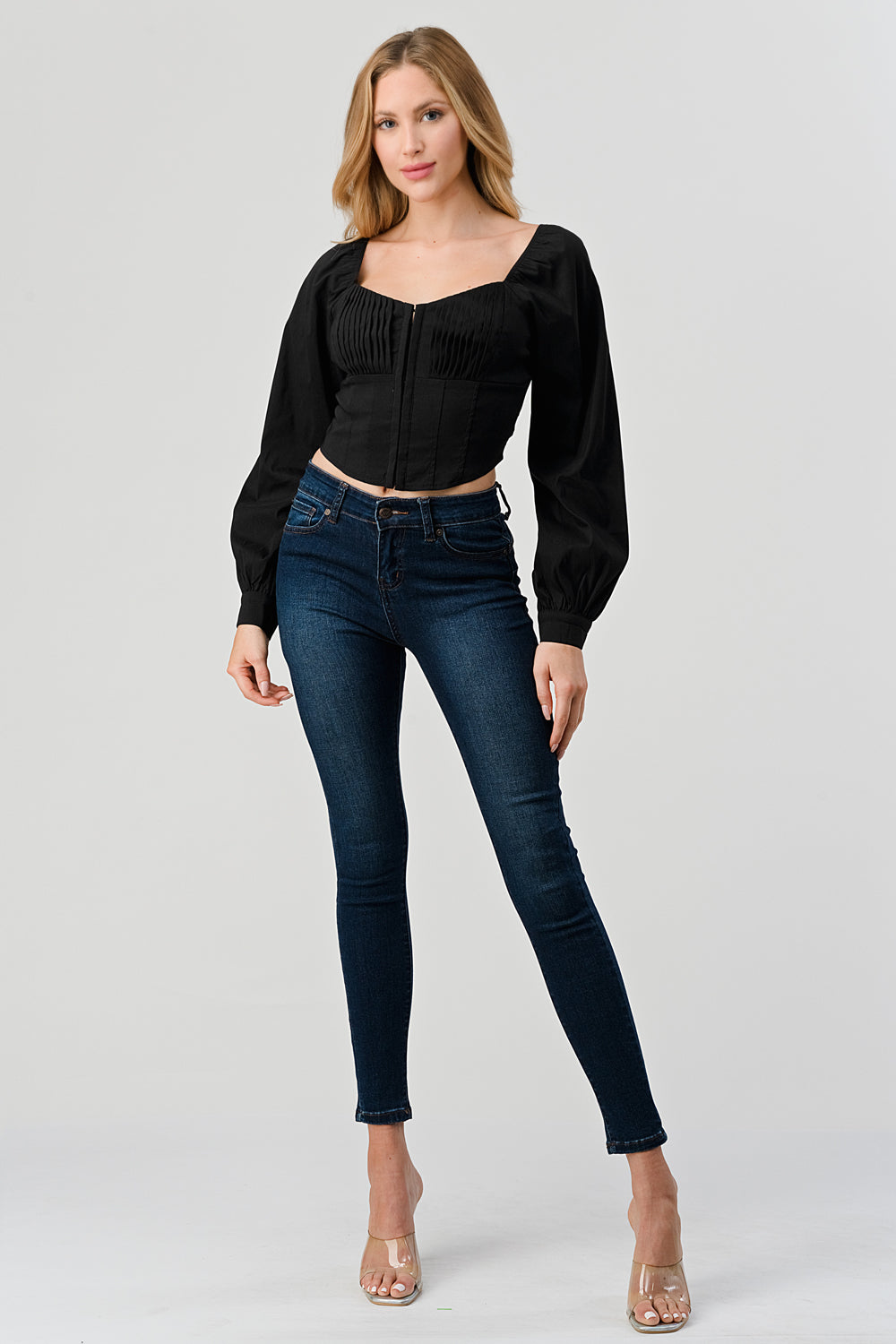 #T4592 Pleat Detailed Strech Blouse