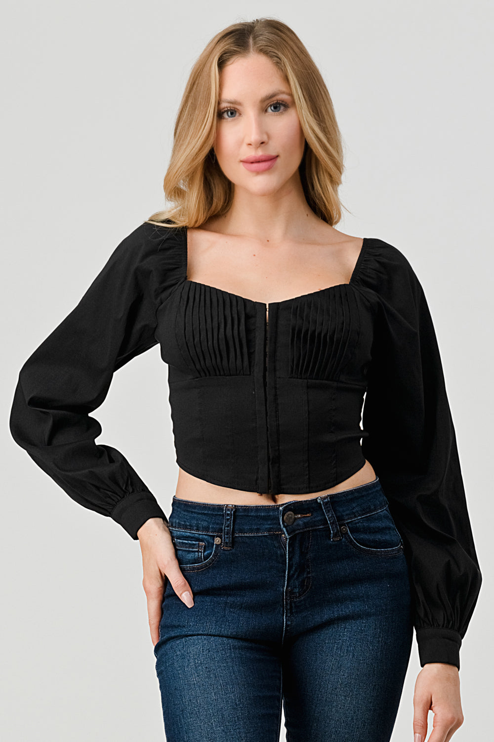 #T4592 Pleat Detailed Strech Blouse