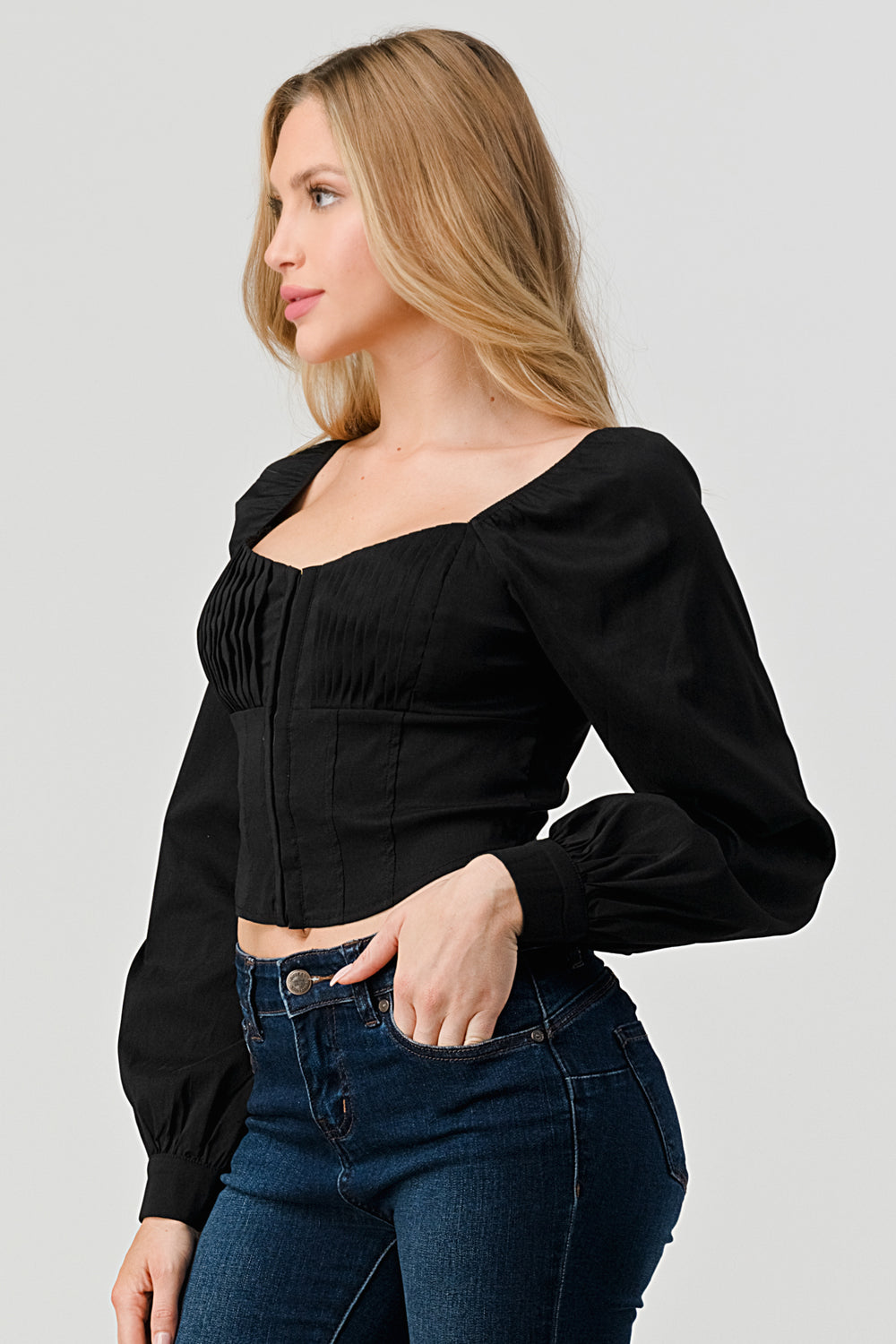 #T4592 Pleat Detailed Strech Blouse