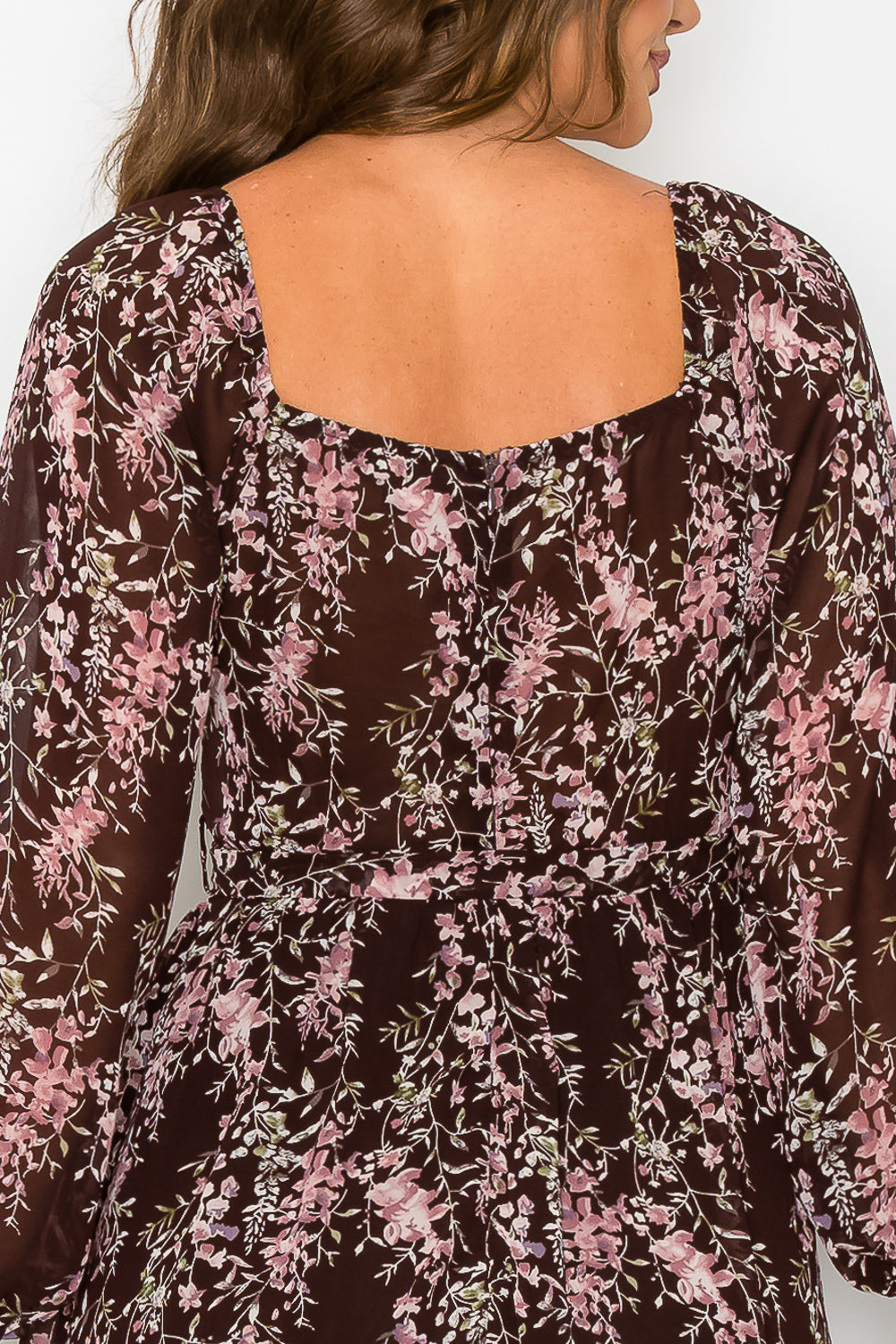 #D6098 Ruffled Long Sleeve Dress with Tie