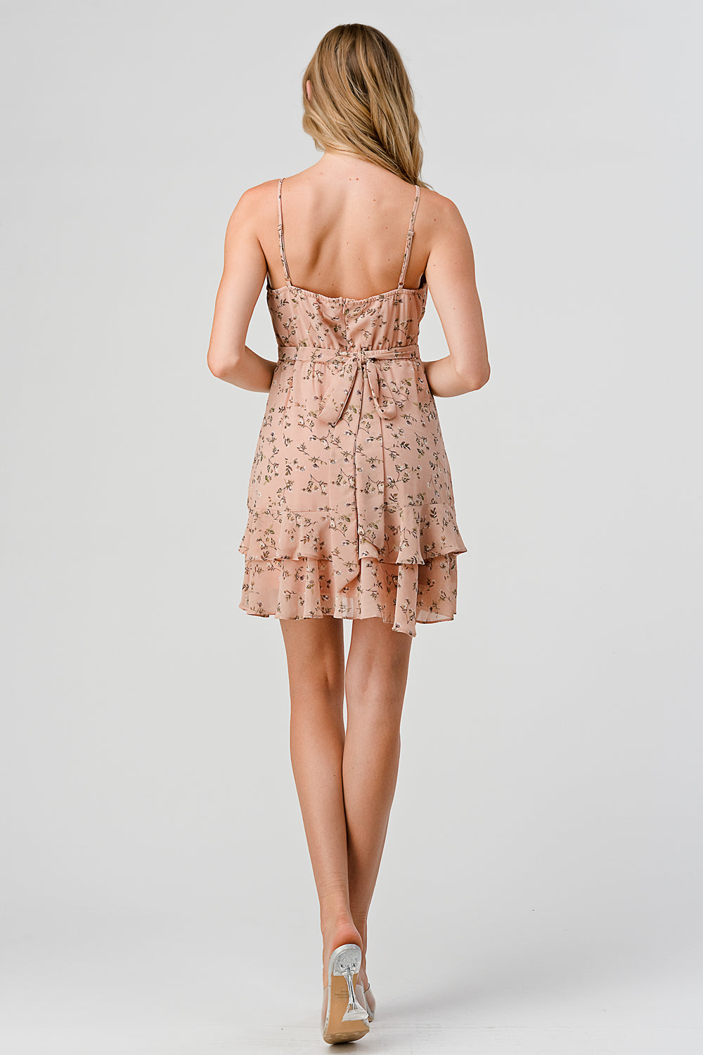 #D5035-1 Surplice Wrap Mini Dress